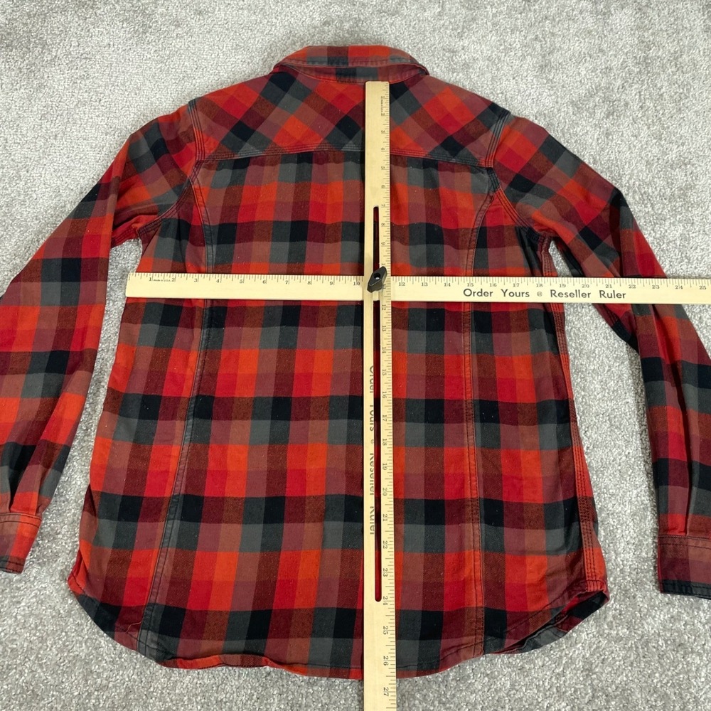 Carhartt Flannel Shirt Womens Small 4 6 Red Black Plaid Button Up - Picture 7 of 12